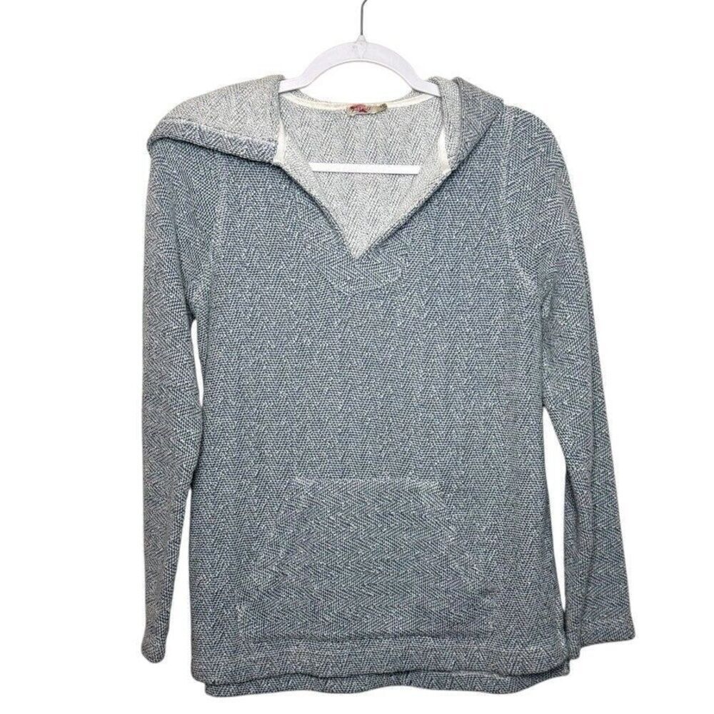 Faherty Seabrook Hoodie Poncho Women S Blue French Terry Pocket Activewear